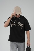 Oversize Kalıp Effective Things Yazılı Basic Tişört S