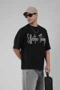 Oversize Kalıp Effective Things Yazılı Basic Tişört S