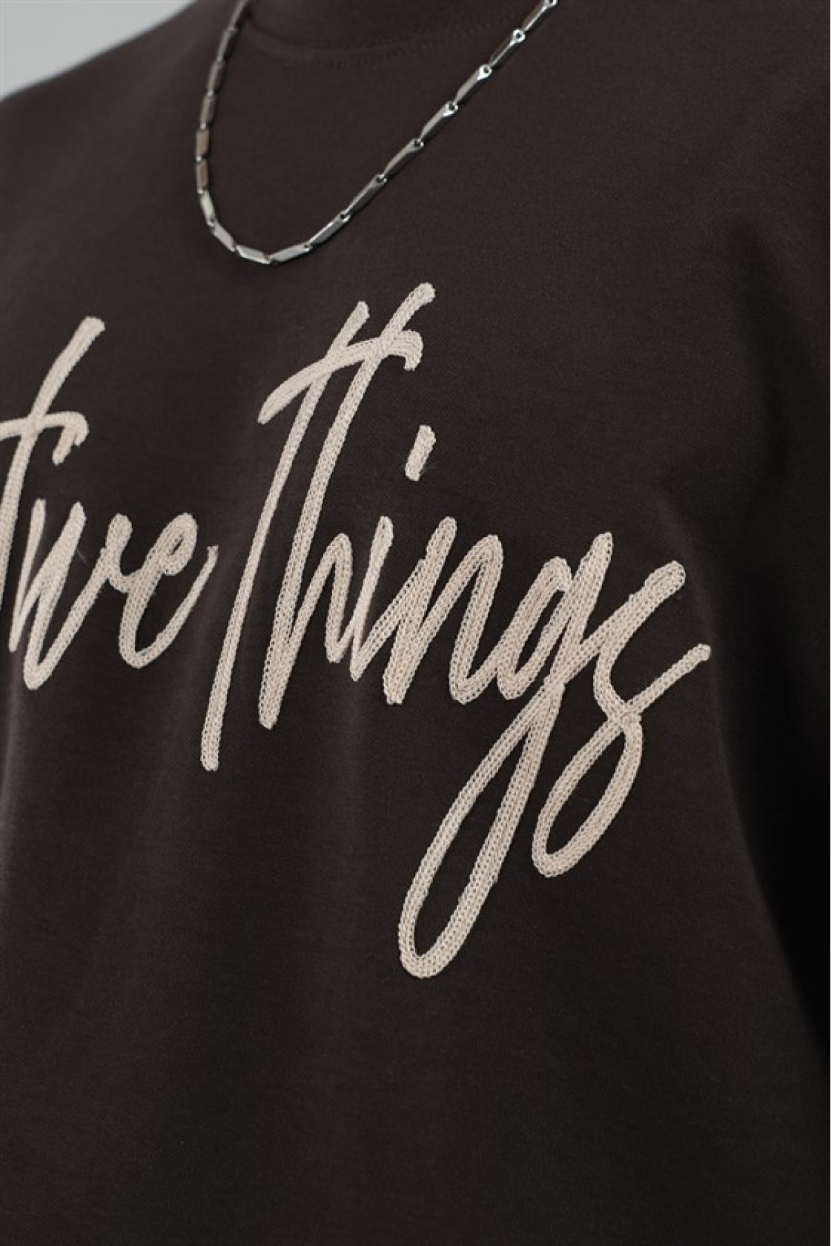 Oversize Kalıp Effective Things Yazılı Basic Tişört S