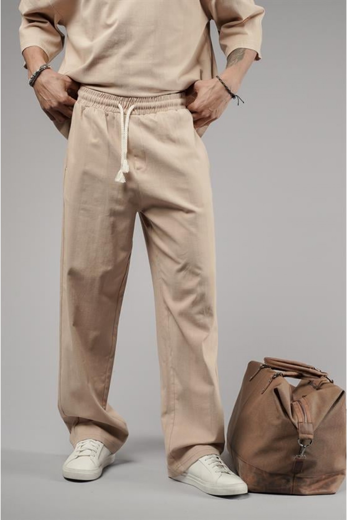 Oversize Kalıp Keten Alt Üst Takım S