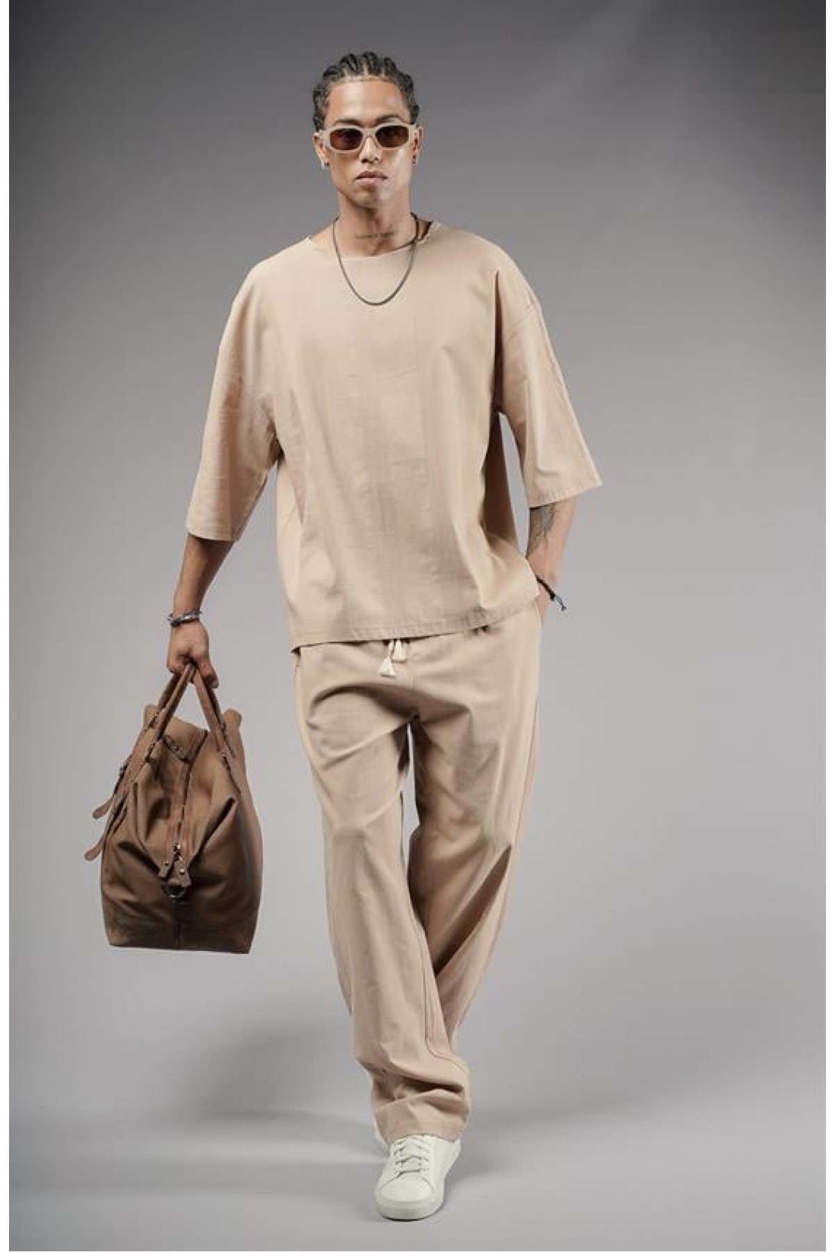 Oversize Kalıp Keten Alt Üst Takım S