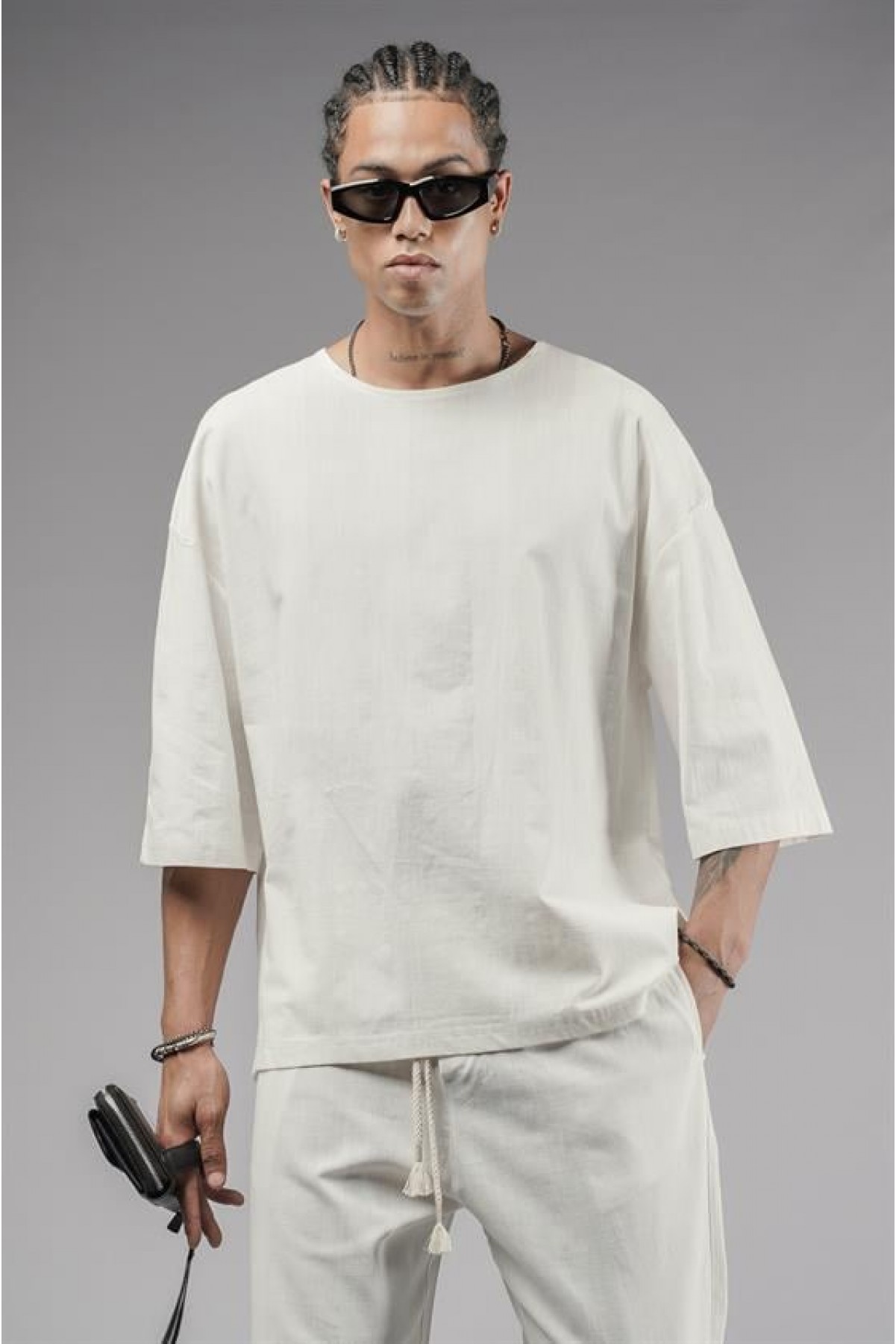 Oversize Kalıp Keten Alt Üst Takım S