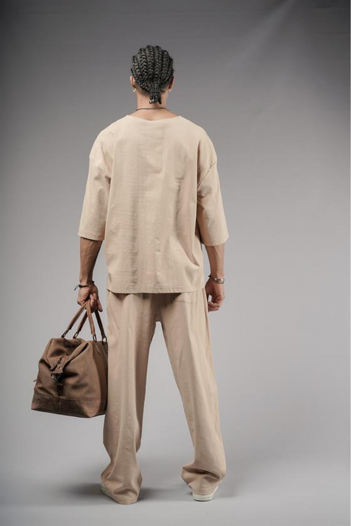 Oversize Kalıp Keten Alt Üst Takım S