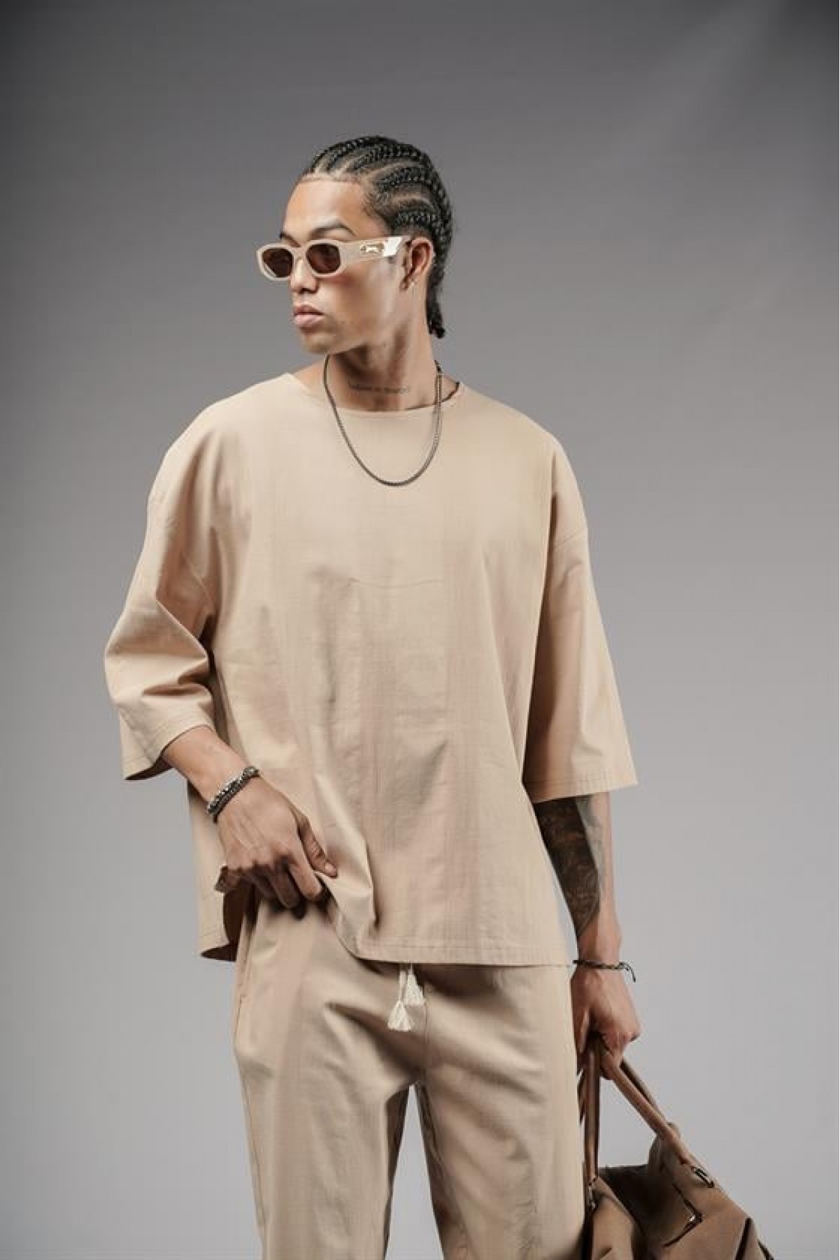 Oversize Kalıp Keten Alt Üst Takım S