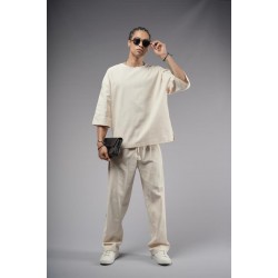 Oversize Kalıp Keten Alt Üst Takım S