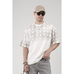 Oversize Kalıp Logo Baskılı Bisiklet Yaka Basic Tişört S