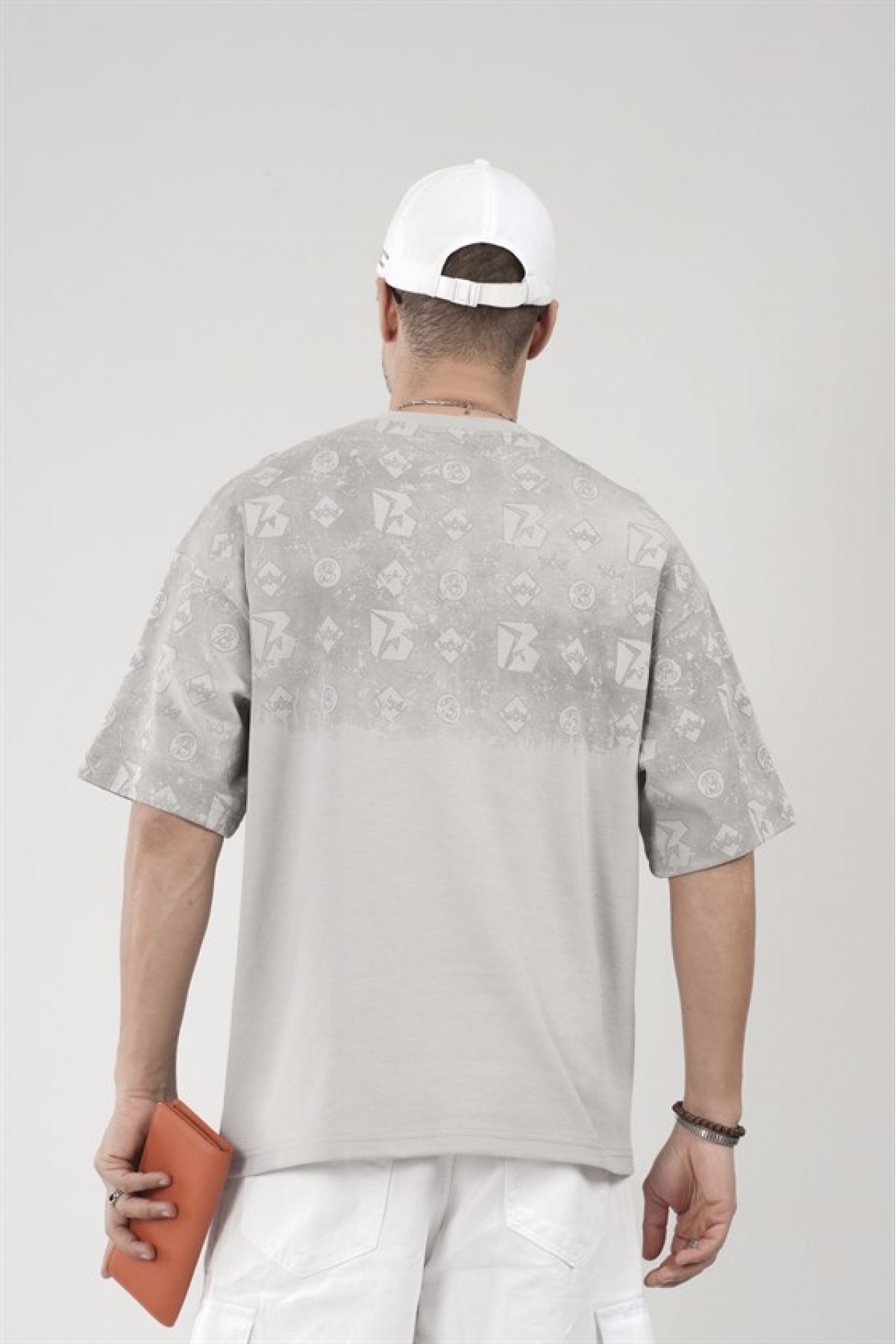 Oversize Kalıp Logo Baskılı Bisiklet Yaka Basic Tişört S