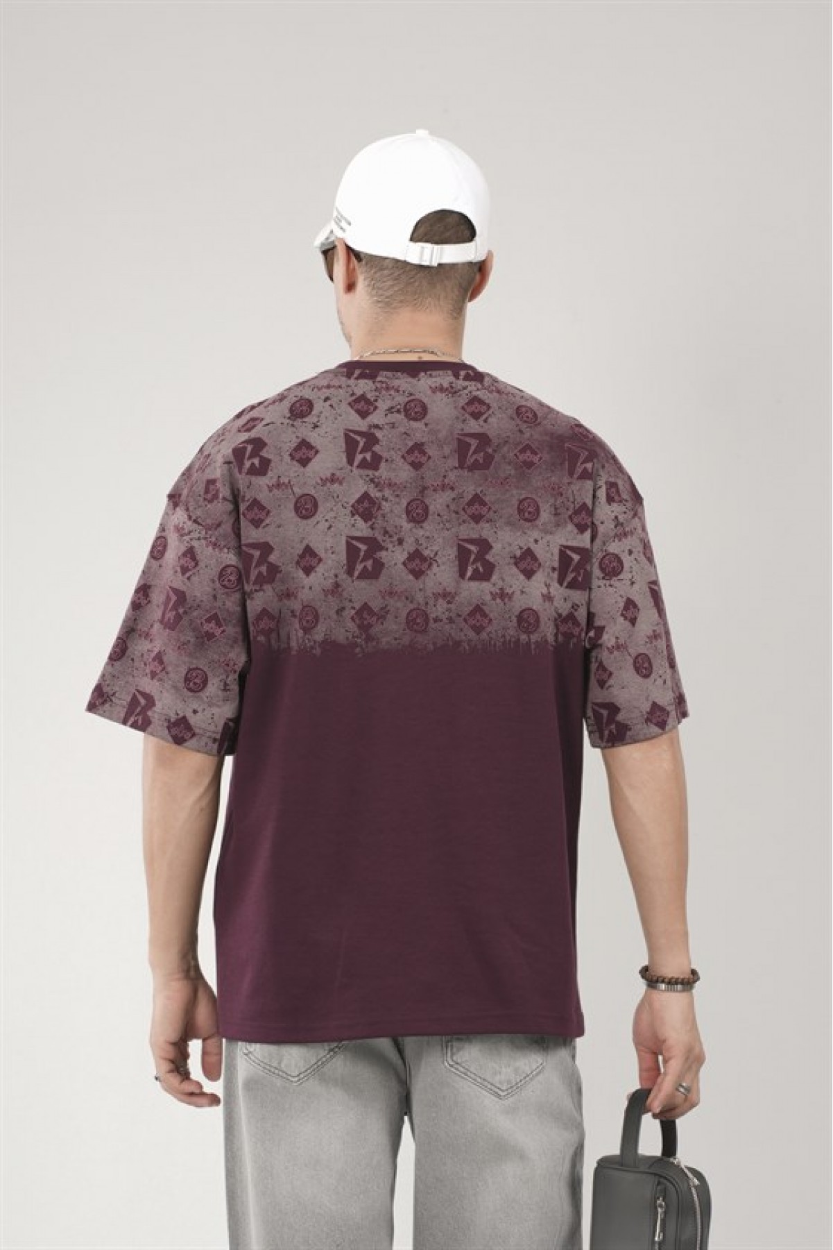 Oversize Kalıp Logo Baskılı Bisiklet Yaka Basic Tişört S