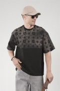 Oversize Kalıp Logo Baskılı Bisiklet Yaka Basic Tişört S