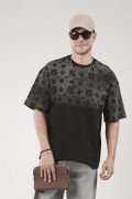 Oversize Kalıp Logo Baskılı Bisiklet Yaka Basic Tişört S