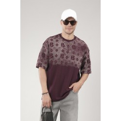 Oversize Kalıp Logo Baskılı Bisiklet Yaka Basic Tişört S