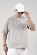Oversize Kalıp Logo Baskılı Bisiklet Yaka Basic Tişört S