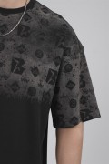 Oversize Kalıp Logo Baskılı Bisiklet Yaka Basic Tişört S