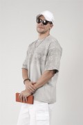 Oversize Kalıp Logo Baskılı Bisiklet Yaka Basic Tişört S