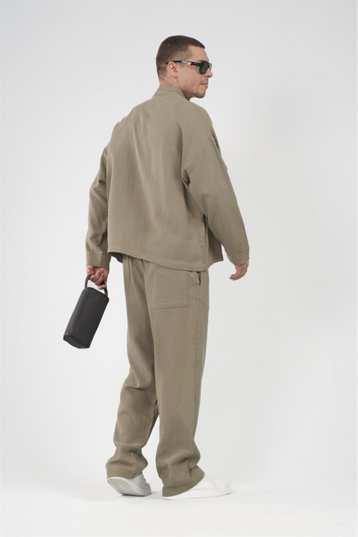 Oversize Kalıp Müslin Erkek Kimono Takım S