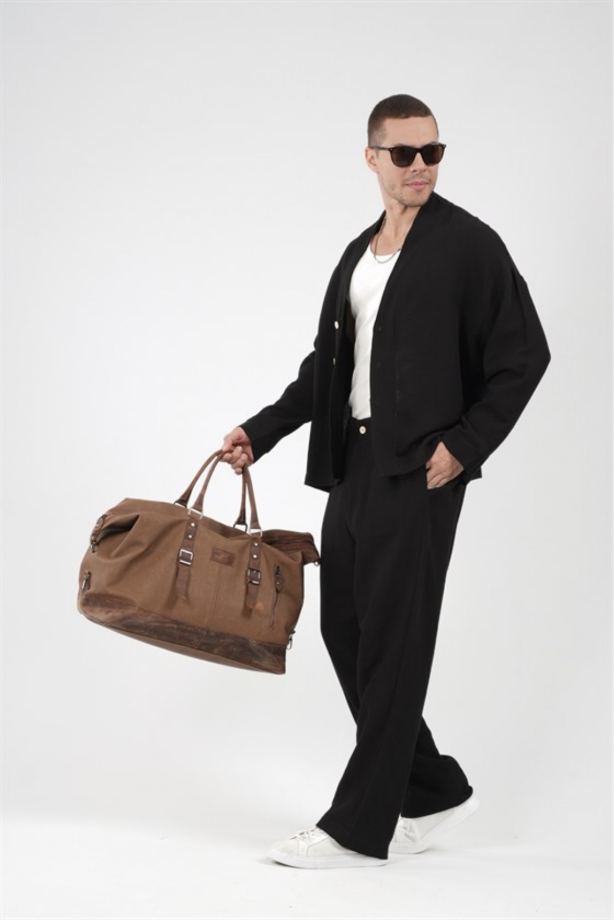 Oversize Kalıp Müslin Erkek Kimono Takım S