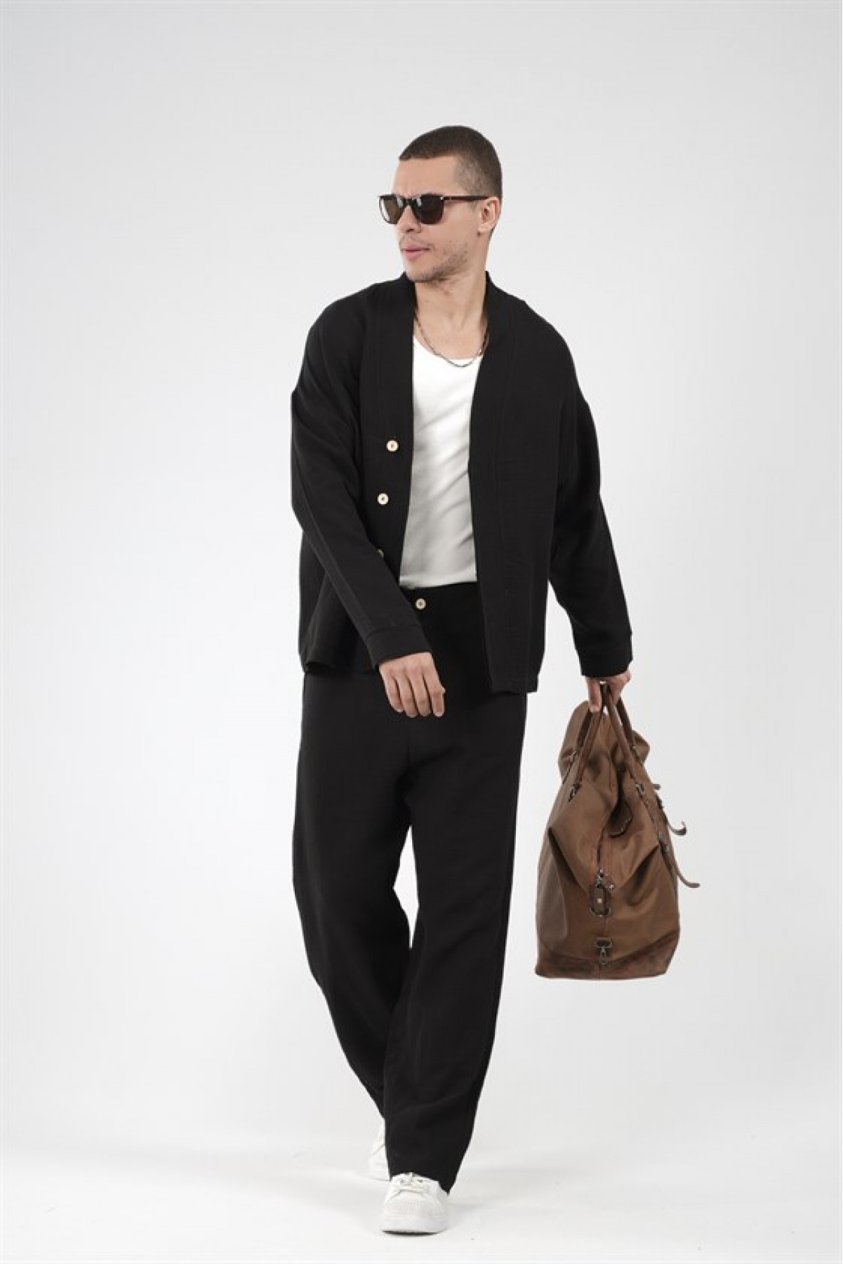 Oversize Kalıp Müslin Erkek Kimono Takım S