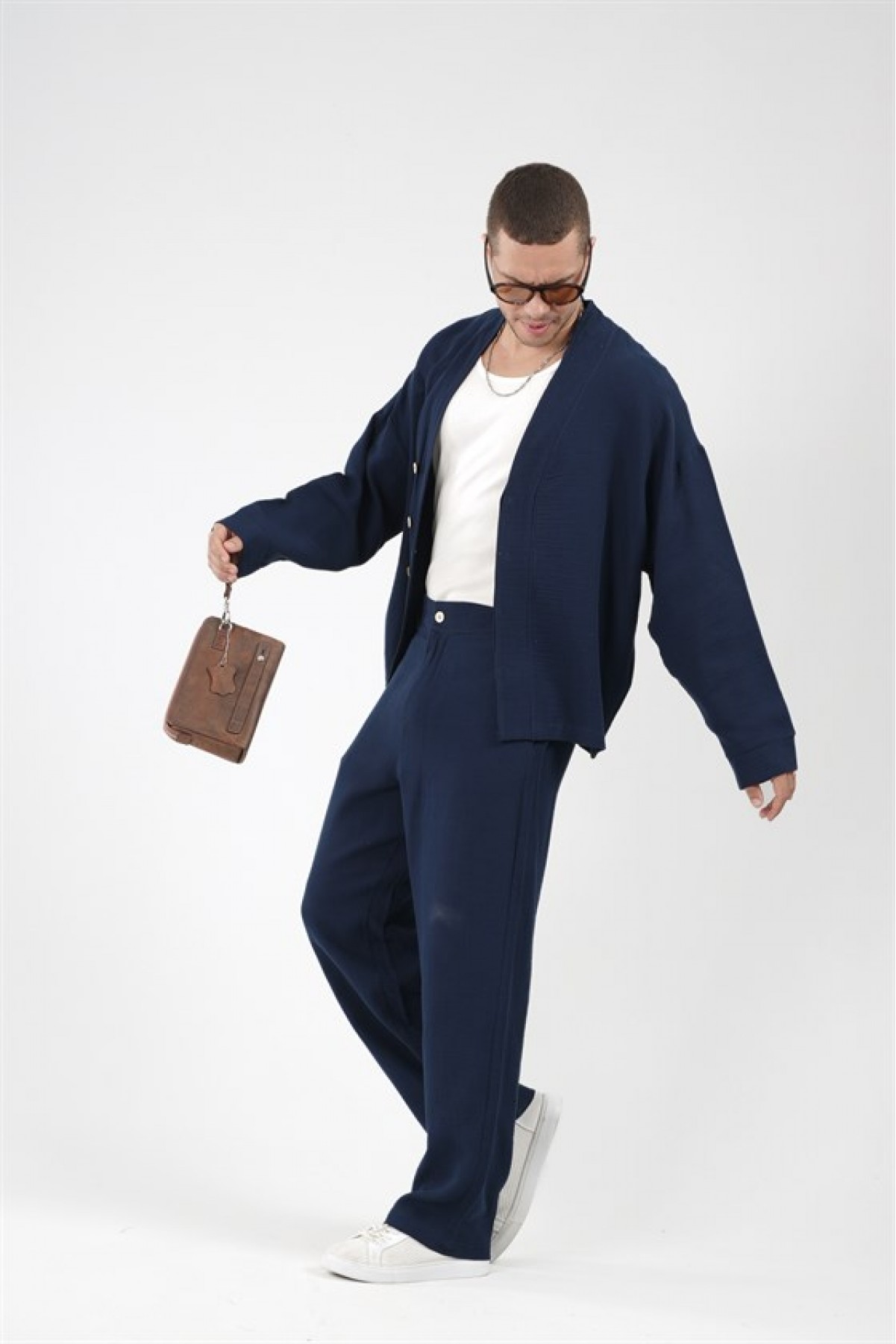 Oversize Kalıp Müslin Erkek Kimono Takım S
