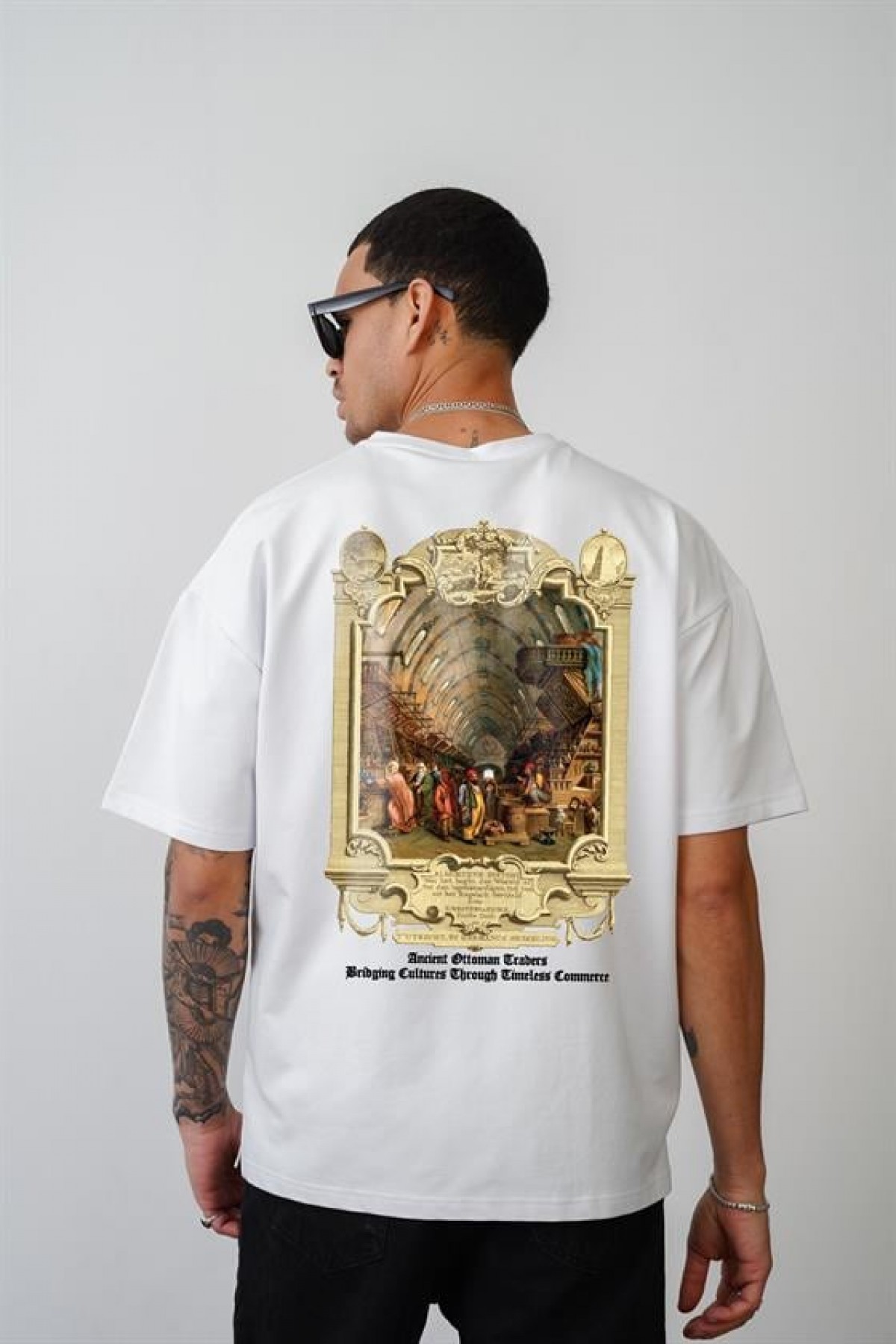 Oversize Kalıp Osmanlı Çarşı Baskılı Unisex Tişört S