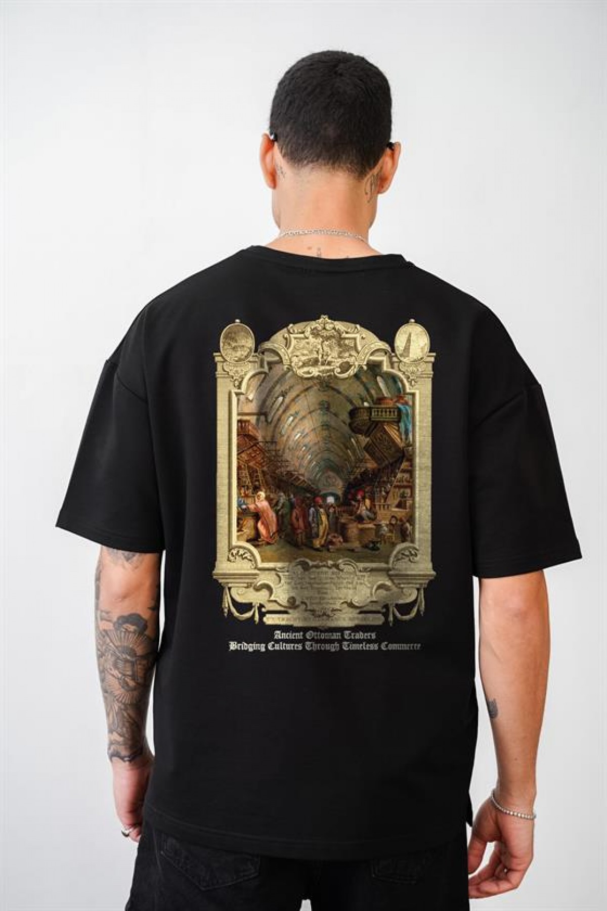 Oversize Kalıp Osmanlı Çarşı Baskılı Unisex Tişört S