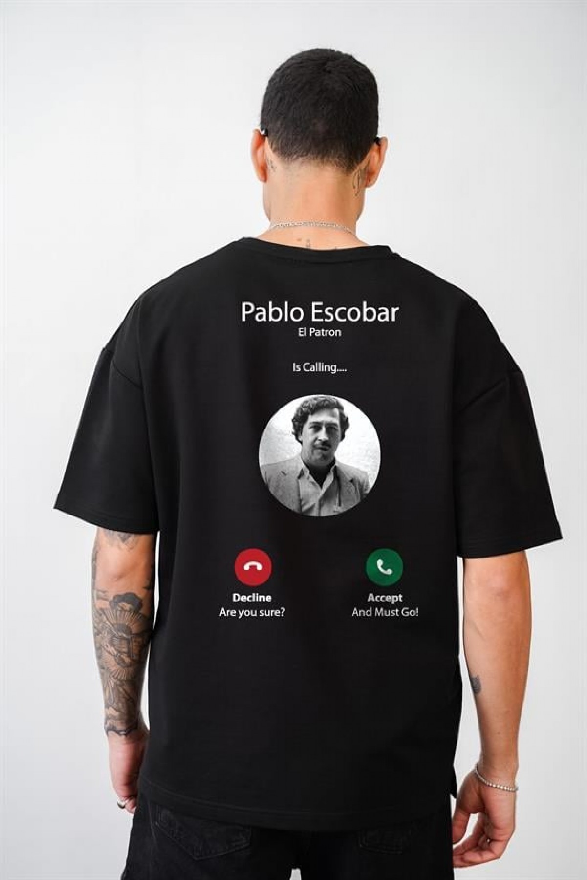 Oversize Kalıp Pablo Escobar İs Calling Baskılı Unisex Tişört S