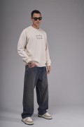 Oversize Kalıp Reglan Kol Nakış Detaylı Sweatshirt S