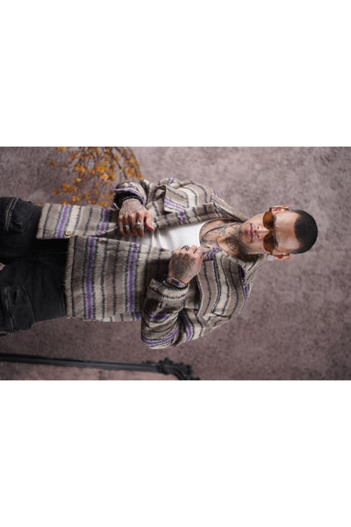 Oversize Kalıp Unisex Cepli Kaşe Oduncu Gömlek S