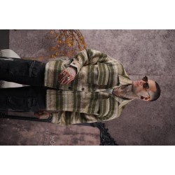 Oversize Kalıp Unisex Cepli Kaşe Oduncu Gömlek S