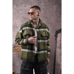 Oversize Kalıp Unisex Cepli Kaşe Oduncu Gömlek S