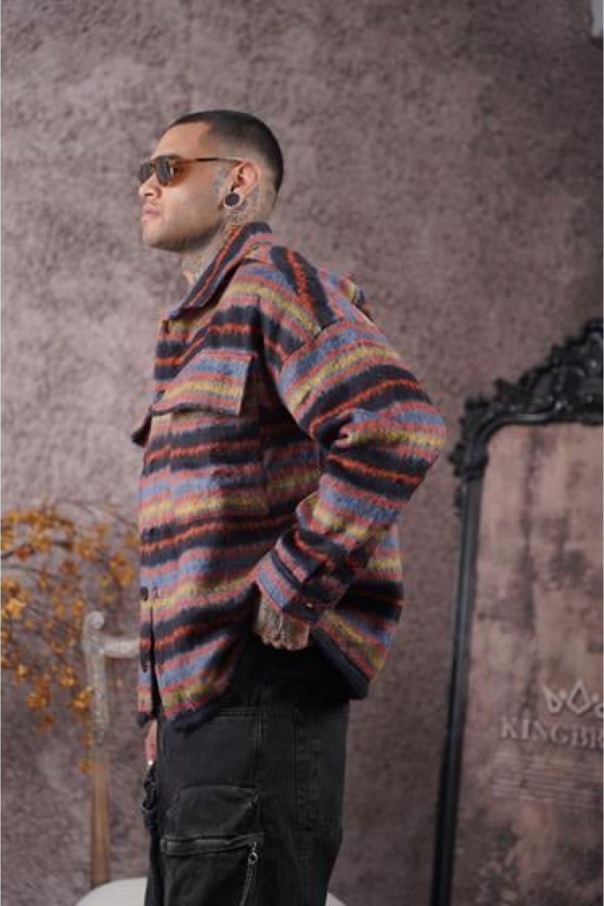 Oversize Kalıp Unisex Cepli Kaşe Oduncu Gömlek S