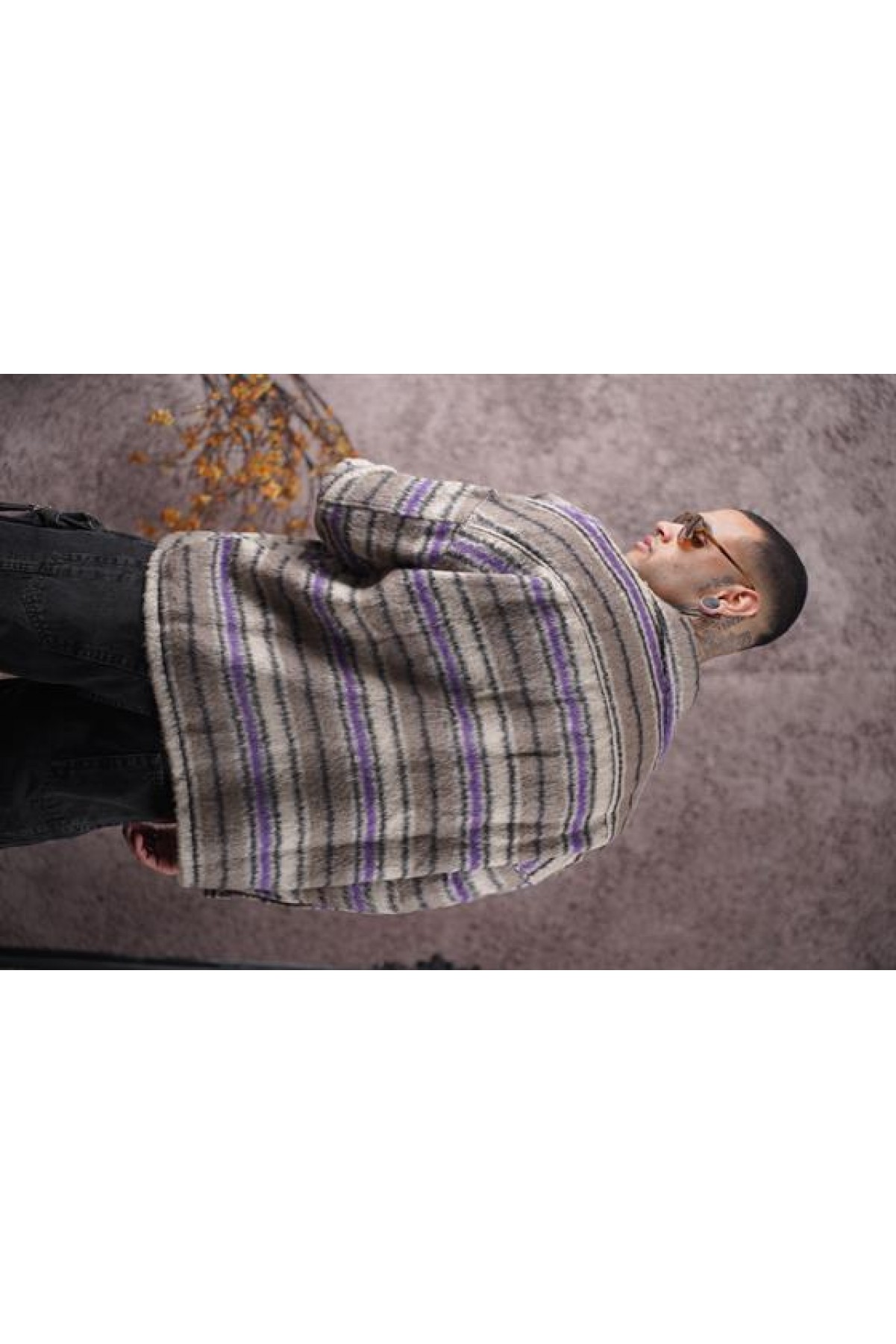 Oversize Kalıp Unisex Cepli Kaşe Oduncu Gömlek S