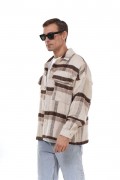 Oversize Kalıp Unisex Cepli Kaşe Oduncu Gömlek S