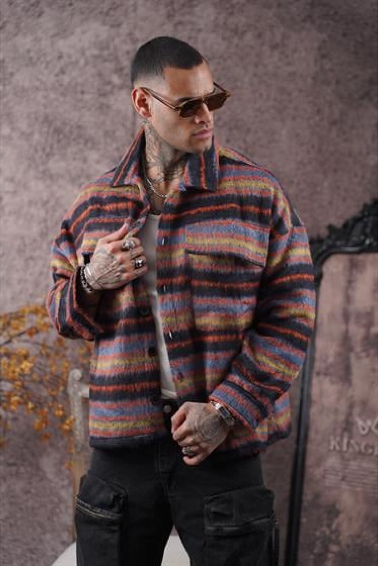 Oversize Kalıp Unisex Cepli Kaşe Oduncu Gömlek S