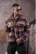 Oversize Kalıp Unisex Cepli Kaşe Oduncu Gömlek S