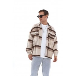 Oversize Kalıp Unisex Cepli Kaşe Oduncu Gömlek S