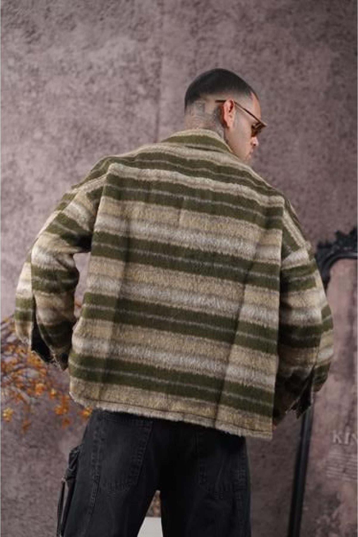 Oversize Kalıp Unisex Cepli Kaşe Oduncu Gömlek S