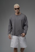 Pis Yaka Oversize Kalıp Düz Sweatshirt S