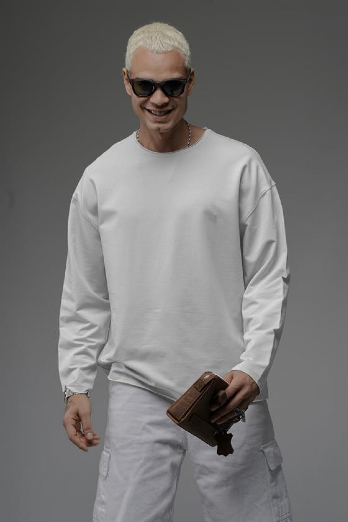 Pis Yaka Oversize Kalıp Düz Sweatshirt S