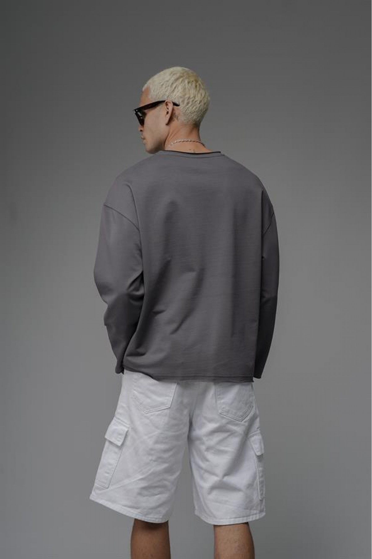 Pis Yaka Oversize Kalıp Düz Sweatshirt S