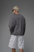 Pis Yaka Oversize Kalıp Düz Sweatshirt S
