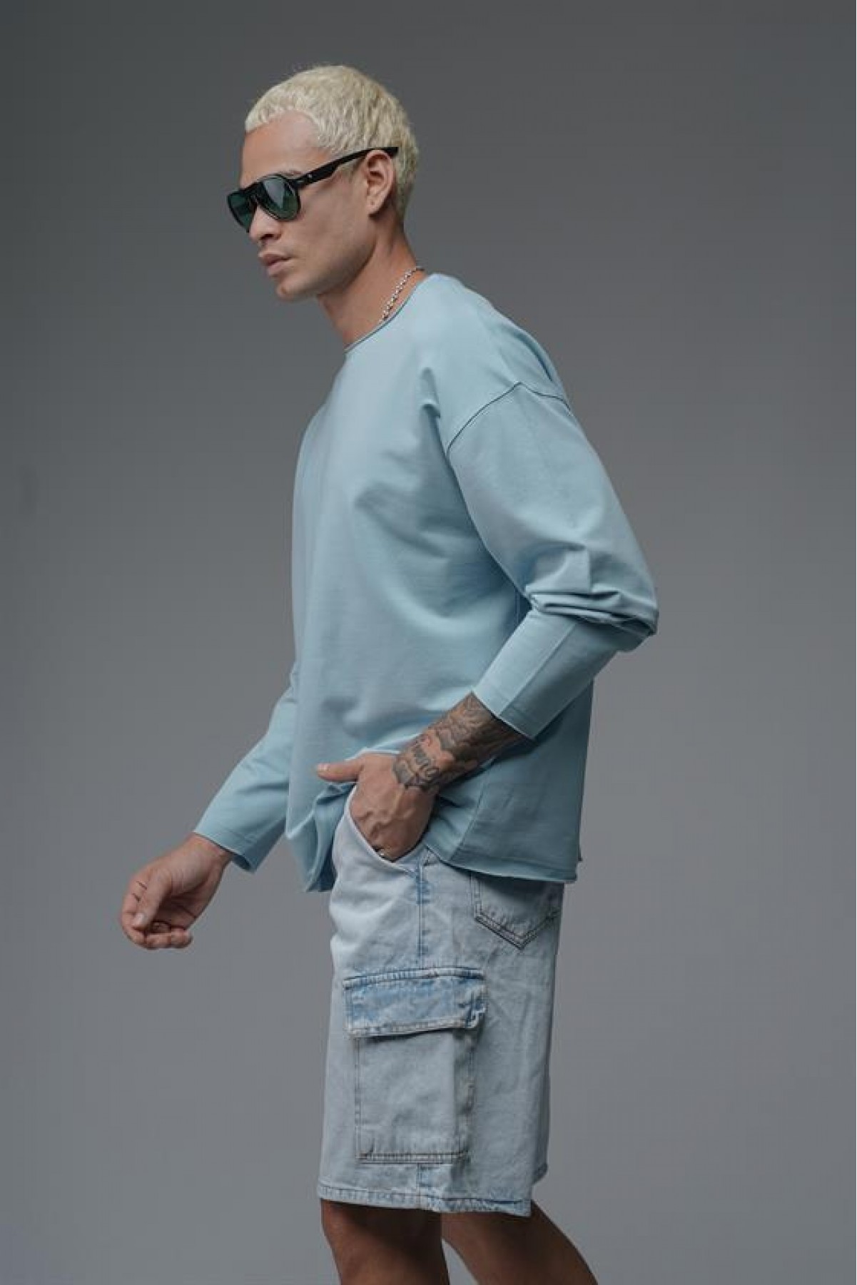 Pis Yaka Oversize Kalıp Düz Sweatshirt S
