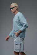 Pis Yaka Oversize Kalıp Düz Sweatshirt S
