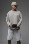 Pis Yaka Oversize Kalıp Düz Sweatshirt S