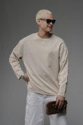 Pis Yaka Oversize Kalıp Düz Sweatshirt S
