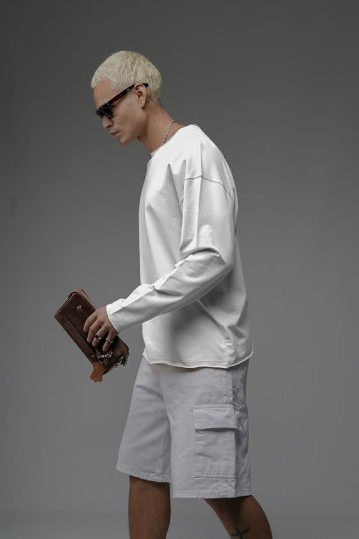 Pis Yaka Oversize Kalıp Düz Sweatshirt S