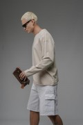 Pis Yaka Oversize Kalıp Düz Sweatshirt S