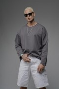 Pis Yaka Oversize Kalıp Düz Sweatshirt S