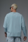 Pis Yaka Oversize Kalıp Düz Sweatshirt S