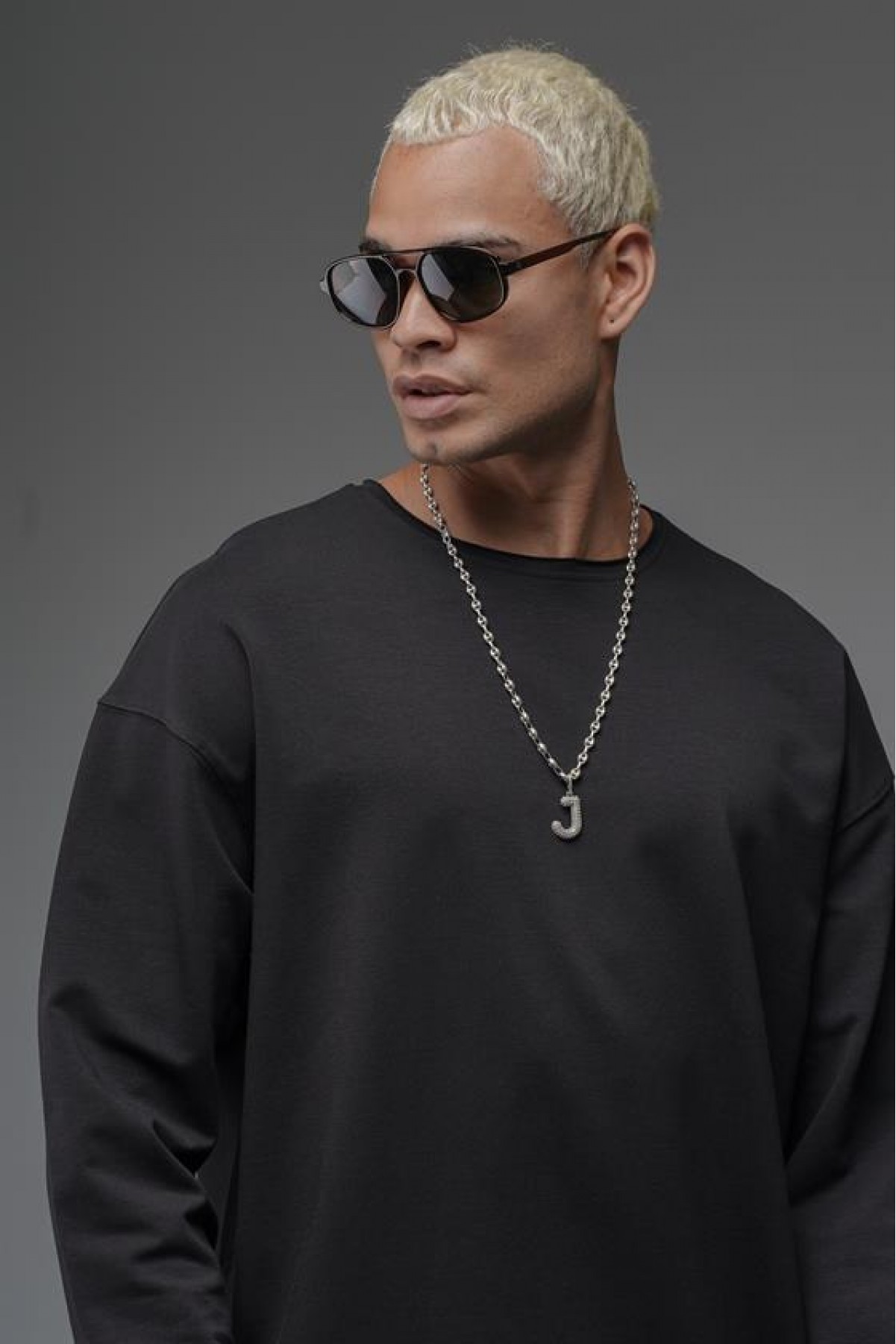 Pis Yaka Oversize Kalıp Düz Sweatshirt S