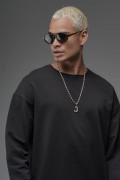 Pis Yaka Oversize Kalıp Düz Sweatshirt S